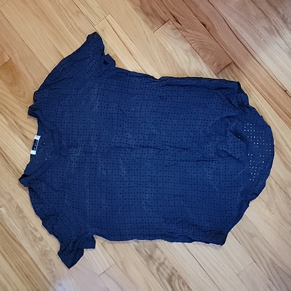 Equipment Tops - Equipment navy blue silk Perforated top Small